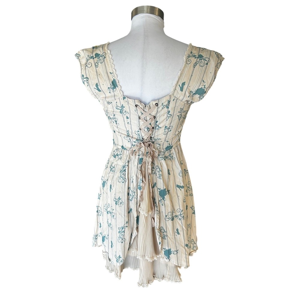 Disney Cinderella Corset Dress Blue Cream Pinstripe Filigree Large - Picture 3 of 8